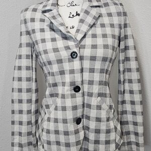 Cabi #5292 Valentina Plaid Black Gray Notch Collar Blazer Jacket Size 0